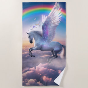 Pegasus mit Regenbogen Strandtuch