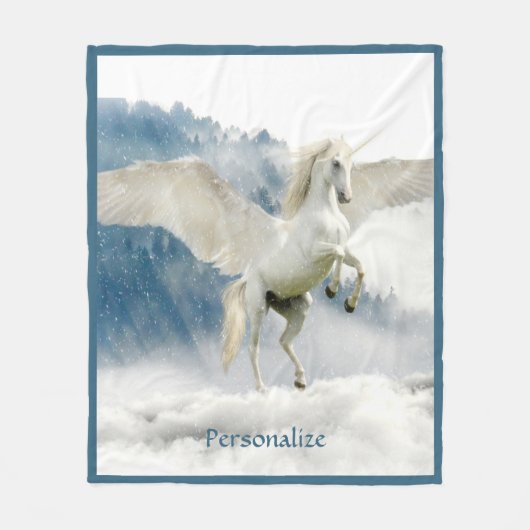 Pegasus Mythical Flying Unicorn Pferd Personalisie Fleecedecke (Vorderseite)