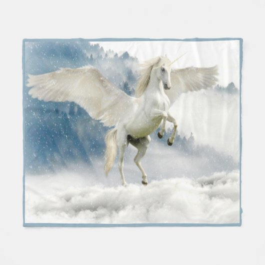 Pegasus Mythisches Flying Unicorn Pferd Fleecedecke (Vorderseite (Horizontal))