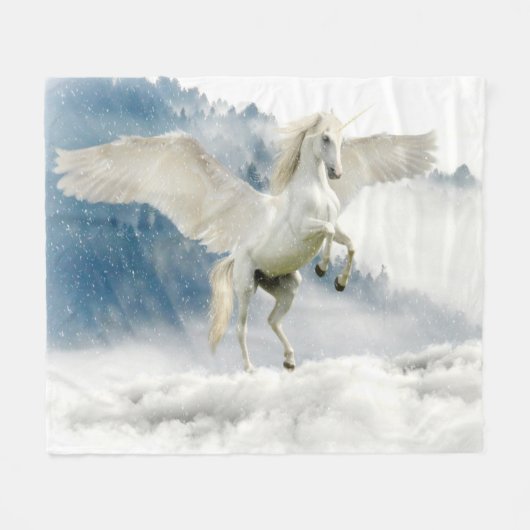 Pegasus Mythisches Flying Unicorn Pferd Fleecedecke (Vorderseite (Horizontal))