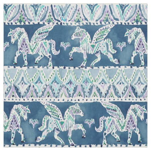 PEGASUS PARADE Navy Boho Print Stoff (Muster)