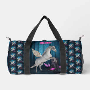 Pegasus Pferd im Fantasy-Wald Personalisiert Duffle Bag