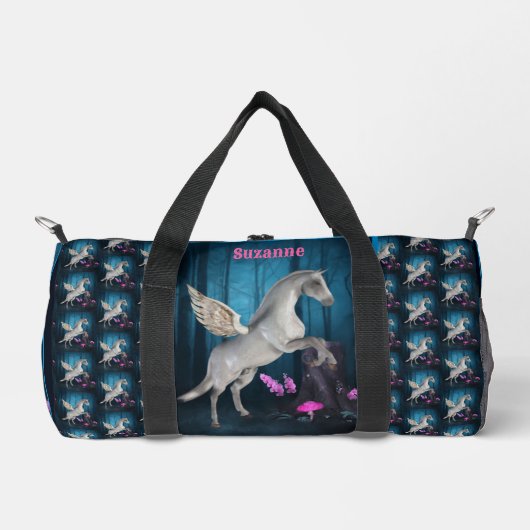 Pegasus Pferd im Fantasy-Wald Personalisiert Duffle Bag (Vorderseite)