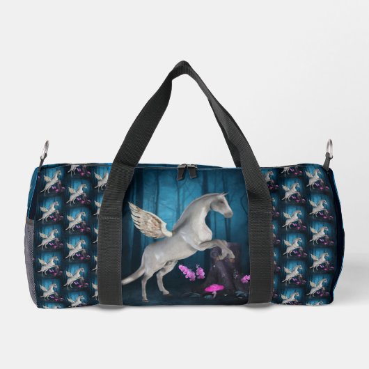 Pegasus Pferd im Fantasy-Wald Personalisiert Duffle Bag (Rückseite)