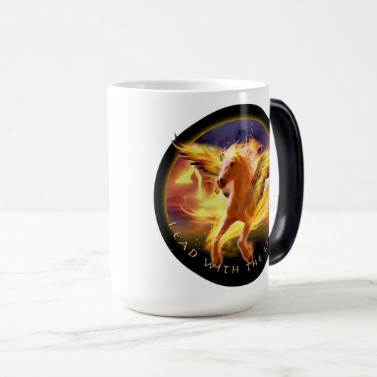 Pegasus Pferd "LEAD WITH THE LIGHT" Verwandlungstasse (VorderseiteRechts)