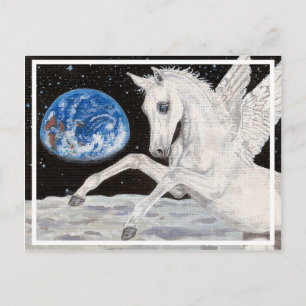 Pegasus Pferd Moon & Earth Fantasy Postkarte
