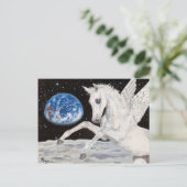 Pegasus Pferd Moon & Earth Fantasy Postkarte (Stehend Vorderseite)
