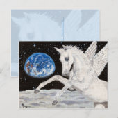 Pegasus Pferd Moon & Earth Fantasy Postkarte (Vorne/Hinten)