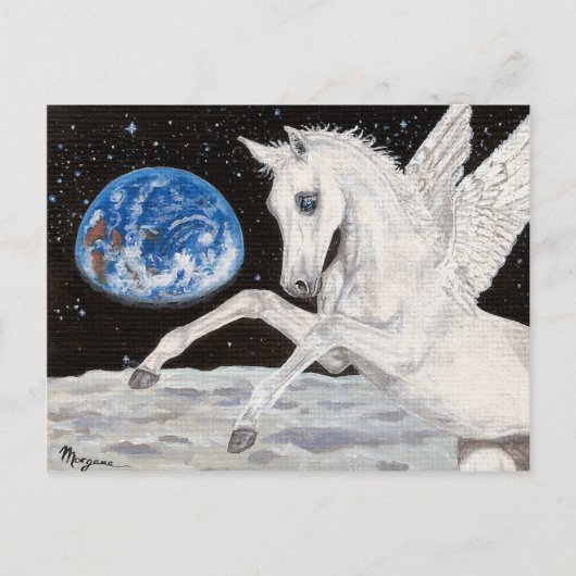 Pegasus Pferd Moon & Earth Fantasy Postkarte (Vorderseite)