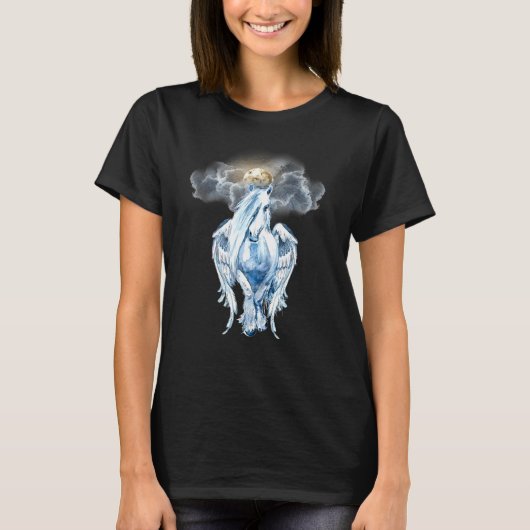 Pegasus Pferde Fliegendes Pferd Flügel Dunkle Enge T-Shirt (Vorderseite)