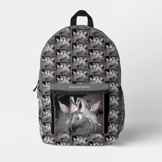 Pegasus Pferde Full Moon Sky Personalisiert Bedruckter Rucksack (Vorderseite)