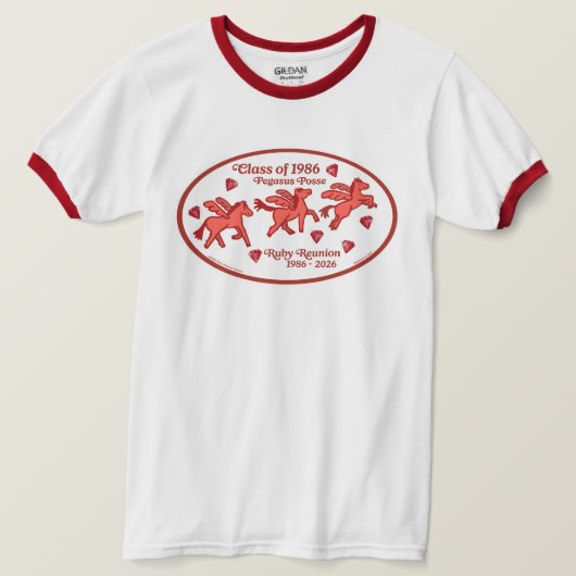 Pegasus Posse Ruby Reunion Ringer T-Shirt (Design vorne)