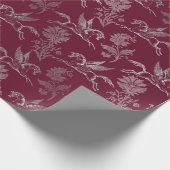 Pegasus Royal Damask Floral Maroon Burgundy Silver Geschenkpapier (Ecke)