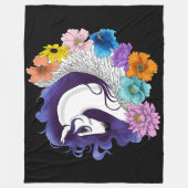 Pegasus Schwarz Floral Fleecedecke (Vorderseite)