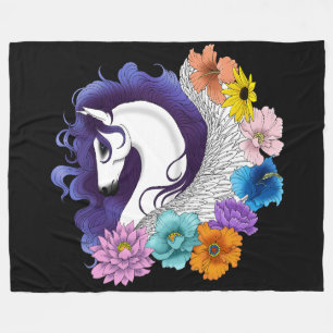 Pegasus Schwarz Floral Fleecedecke