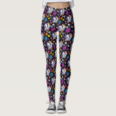 Pegasus Schwarze Blüten Leggings (Vorderseite)