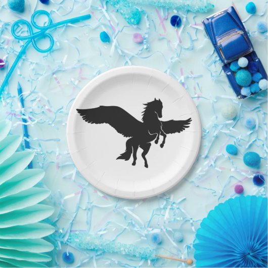 Pegasus Silhouette - Hintergrundfarbe auswählen Pappteller (Party)
