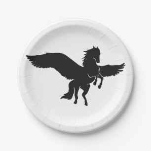 Pegasus Silhouette - Hintergrundfarbe auswählen Pappteller