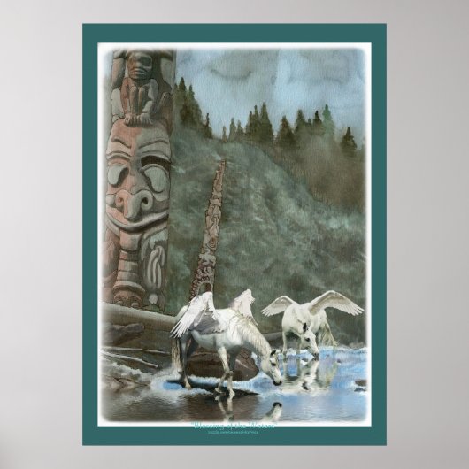 PEGASUS & TOTEM POLES Fantasy Book Art Poster (Vorne)