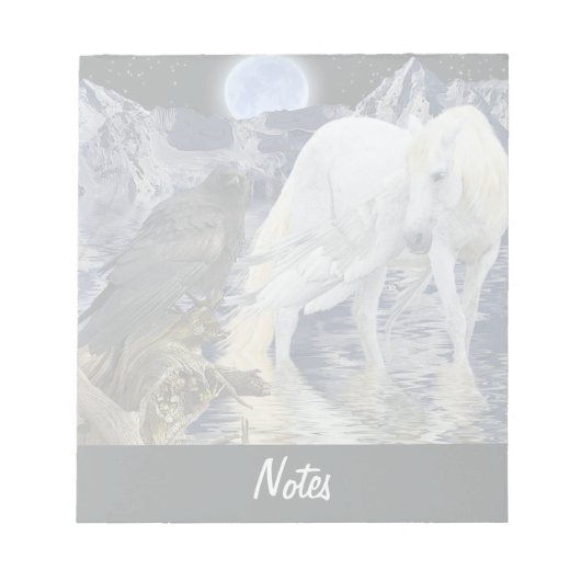 Pegasus und Black Raven Fantasy Notepad Notizblock (Vorderseite)