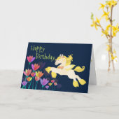 Pegasus und farbenfrohe Blume Fliegendes Pferd Geb Karte (Gelbe Blume)