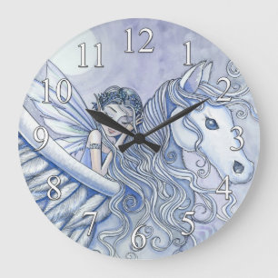 Pegasus und Feen-Fantasie-Mädchen-Wanduhr Große Wanduhr