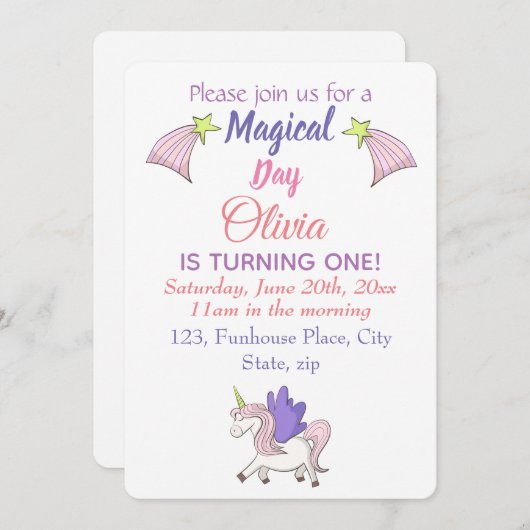 Pegasus und Shooting Stars. Einladung (Vorne/Hinten)