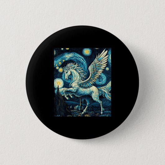 Pegasus Under Starry Night Sky Art Graphic Christm Button (Vorderseite)