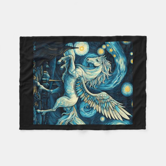 Pegasus Under Starry Night Sky Art Graphic Christm Fleecedecke (Vorderseite (Horizontal))