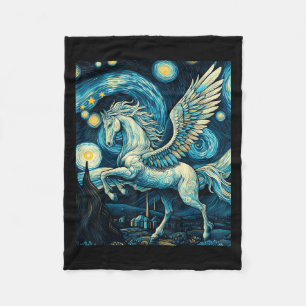 Pegasus Under Starry Night Sky Art Graphic Christm Fleecedecke