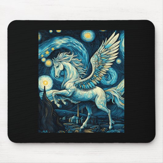 Pegasus Under Starry Night Sky Art Graphic Christm Mousepad (Vorne)