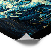 Pegasus Under Starry Night Sky Art Graphic Christm Poster (Ecke)