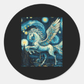 Pegasus Under Starry Night Sky Art Graphic Christm Runder Aufkleber (Vorderseite)