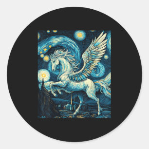 Pegasus Under Starry Night Sky Art Graphic Christm Runder Aufkleber