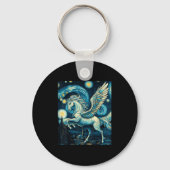 Pegasus Under Starry Night Sky Art Graphic Christm Schlüsselanhänger (Vorderseite)