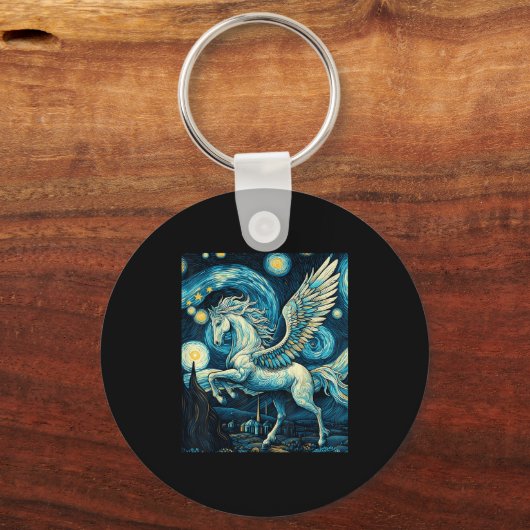Pegasus Under Starry Night Sky Art Graphic Christm Schlüsselanhänger (Vorderseite)