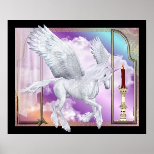 Pegasus Unicorn Fensterszene Poster (Vorne)