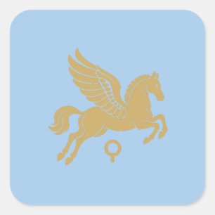 Pegasus von Korinth Antikes griechisches Gold-Embl Quadratischer Aufkleber