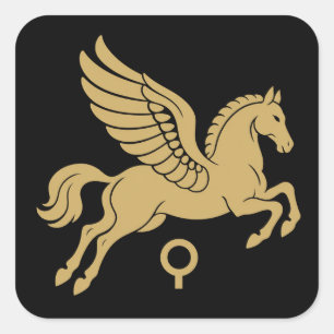 Pegasus von Korinth Antikes griechisches Gold-Embl Quadratischer Aufkleber