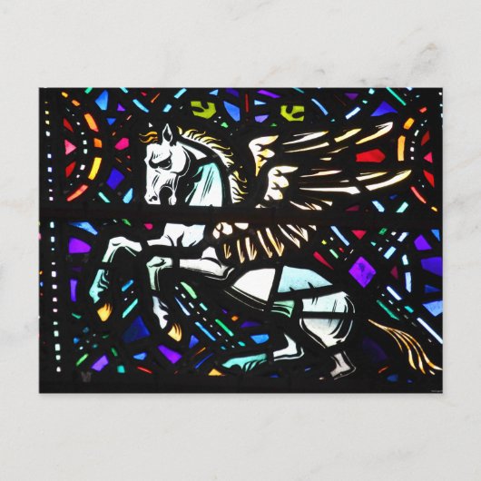 Pegasus Winged Horse verkettete Glass Fantasy Postkarte (Vorderseite)