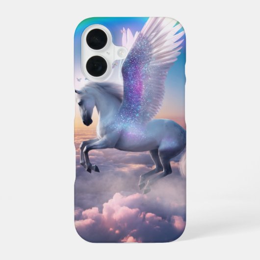 Pegasus wit Rainbow iPhone 16 Hülle (Rückseite)