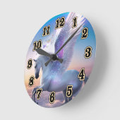 Pegasus with Rainbow Runde Wanduhr (Winkel)