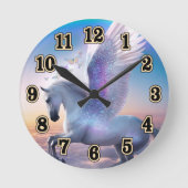 Pegasus with Rainbow Runde Wanduhr (Vorderseite)