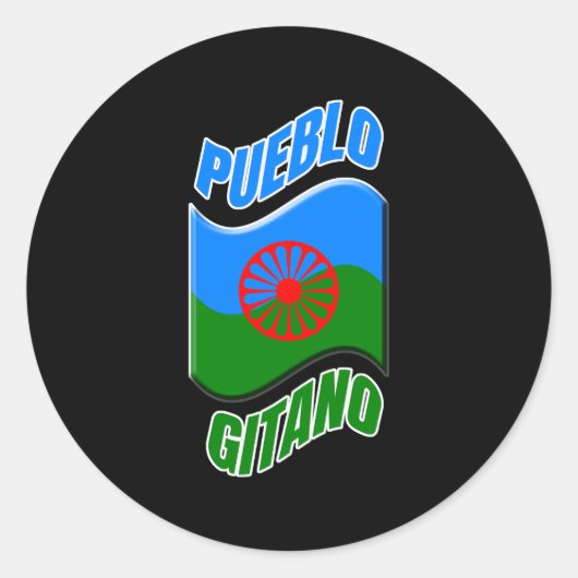Pegatina color negro con bandera pueblo gitano. runder aufkleber (Vorderseite)
