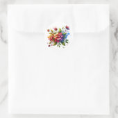 Pegatina con Diseño de Flores y Libro" Runder Aufkleber (Tasche)