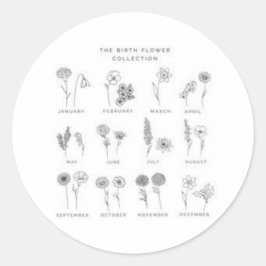 pegatina con la flor de cada mes runder aufkleber
