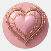 Pegatina corazón rosa con detalles dorados estétic runder aufkleber (Vorderseite)