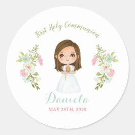 Pegatina DANIELA Primera comunión Runder Aufkleber