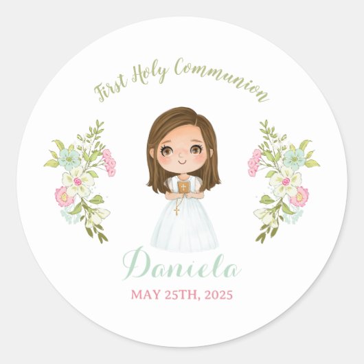 Pegatina DANIELA Primera comunión Runder Aufkleber (Vorderseite)