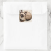 Pegatina de gato siamés quadratischer aufkleber (Tasche)